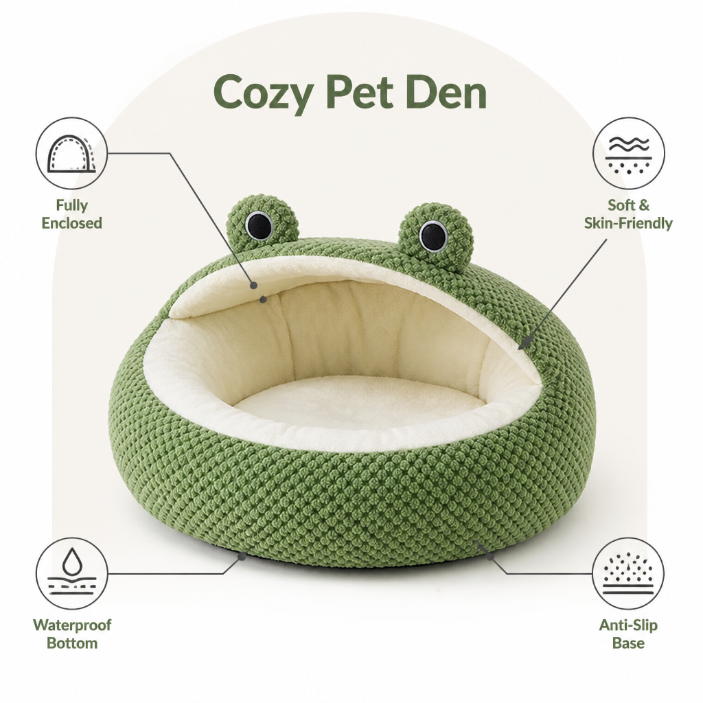 Ortekor Plush Enclosed Waterproof & Anti-Slip Pet Bed (Removable Cushion)