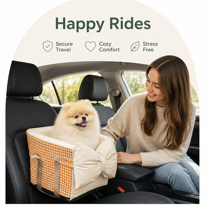 Ortekor Plush-Lined & Safety Leash Dog Car Seat