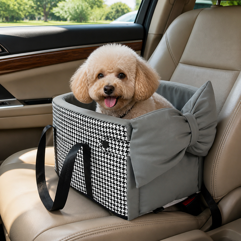 Ortekor Plush-Lined & Safety Leash Dog Car Seat