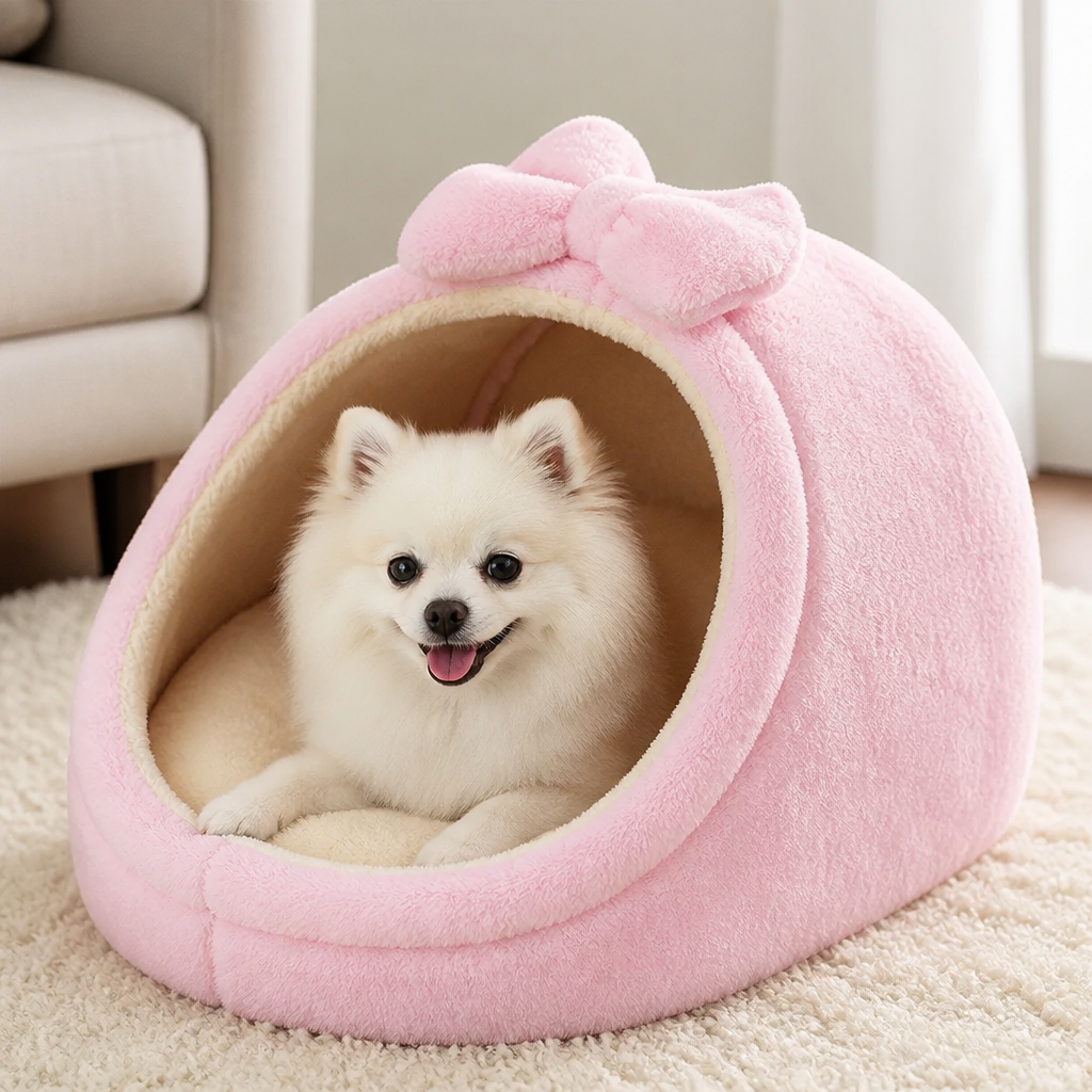 Ortekor Plush Velvet Foldable Dog Bed (Removable Cover)