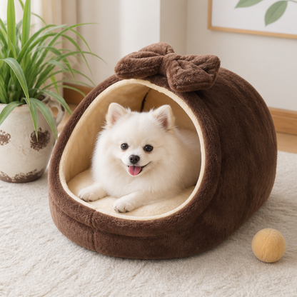 Ortekor Plush Velvet Foldable Dog Bed (Removable Cover)