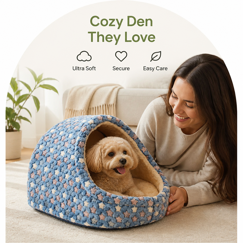Ortekor Plush Velvet Foldable Dog Bed (Removable Cover)