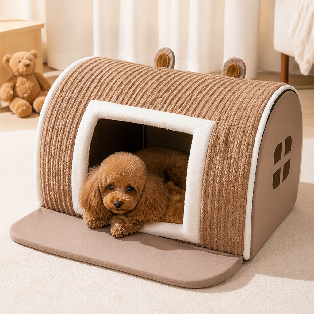 Ortekor Plush Warm Cave Dog Bed (Removable Washable Pad)