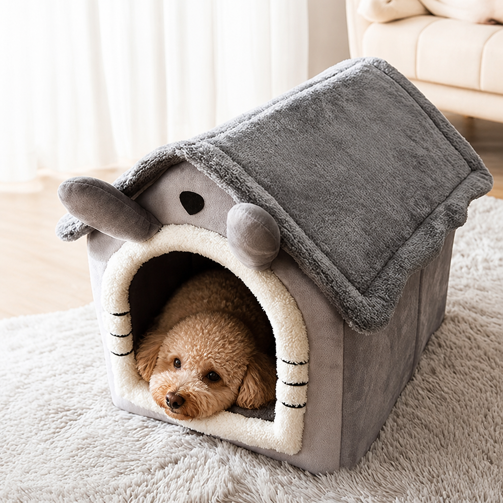 Ortekor Plush Warm House Dog Bed (Removable Cushion)