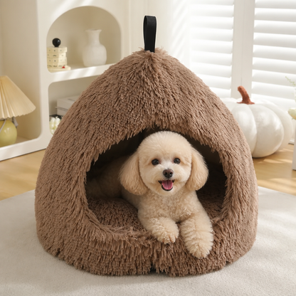 Ortekor Plush Warm Non-Slip Hooded Pet Bed