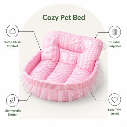 Ortekor Polyester Plush & Lace-Trimmed Pet Bed