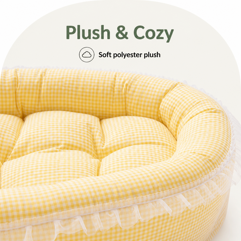 Ortekor Polyester Plush & Lace-Trimmed Pet Bed