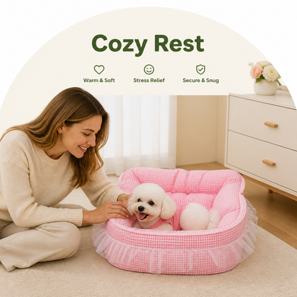 Ortekor Polyester Plush & Lace-Trimmed Pet Bed