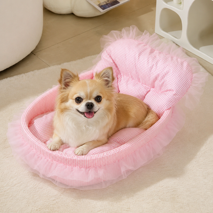 Ortekor Polyester Plush & Lace-Trimmed Pet Bed