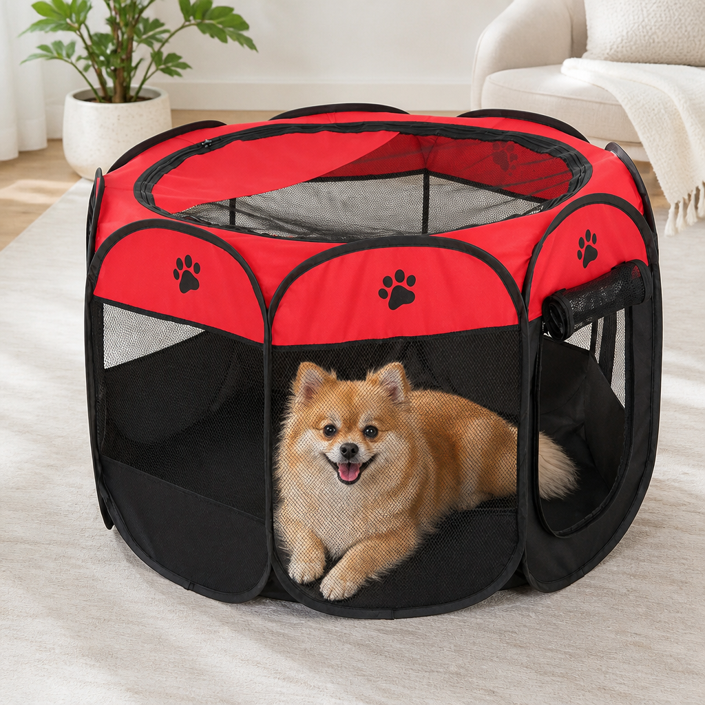 Ortekor Pop-Up & Foldable Mesh Pet Tent (Zippered Doors)