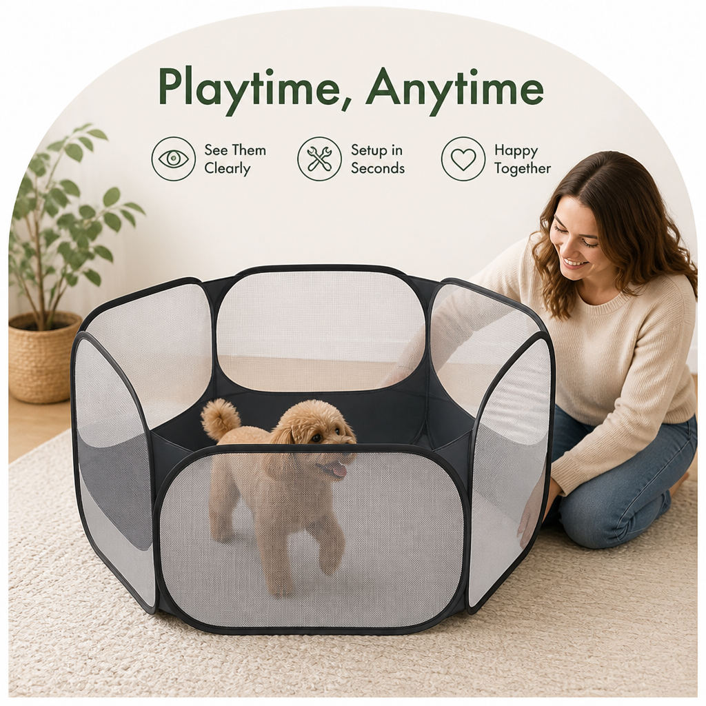 Ortekor Pop-Up Transparent Pet Playpen