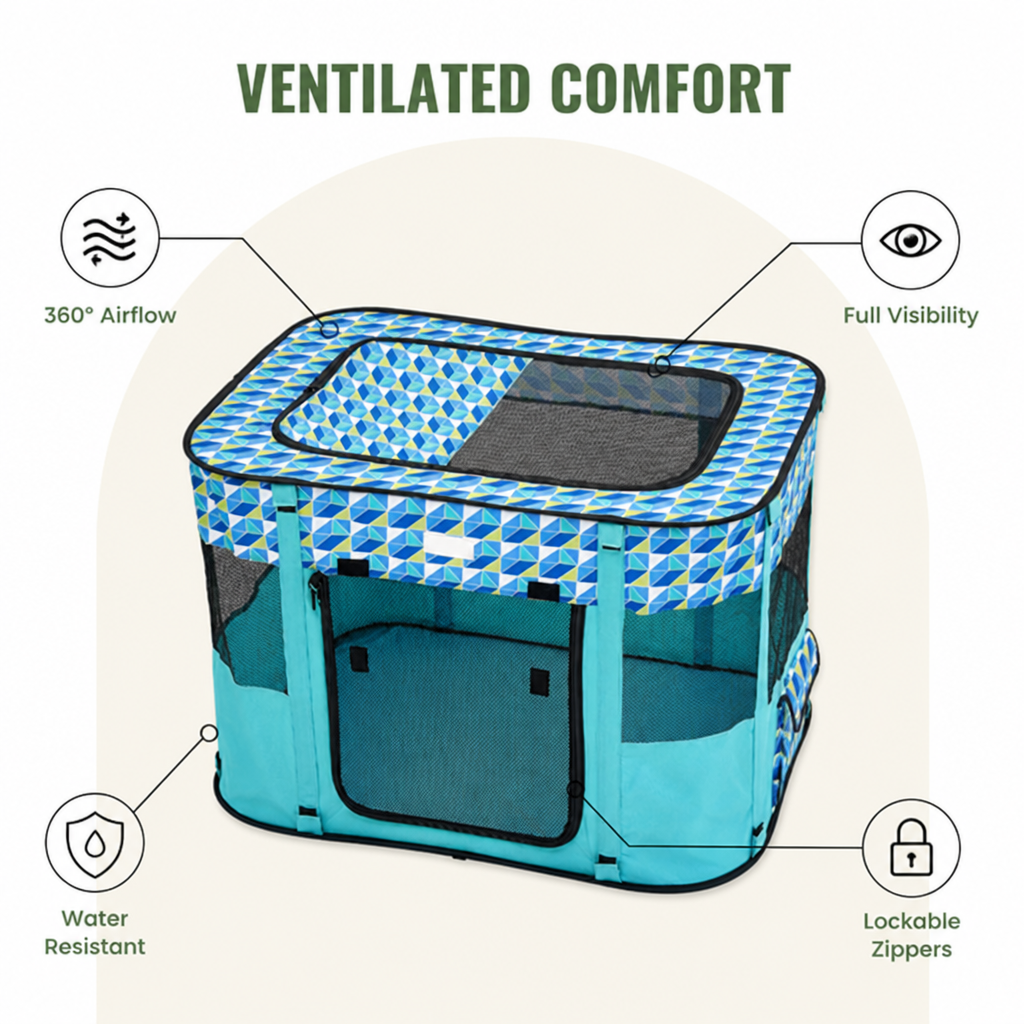 Ortekor Portable Foldable Breathable Mesh Pet Playpen