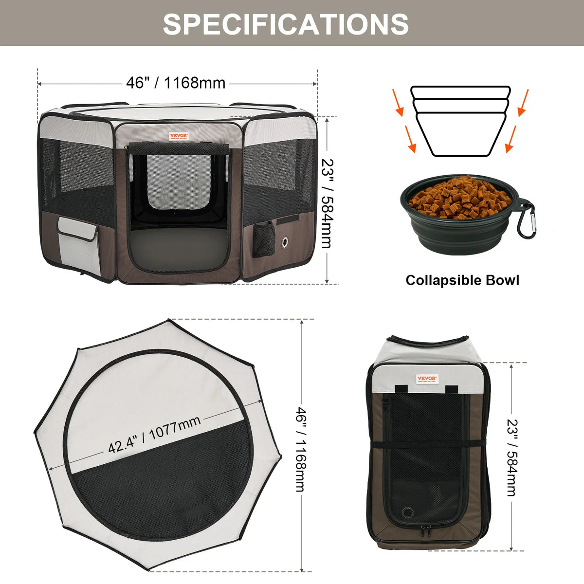 Ortekor Portable Foldable Breathable Mesh Pet Playpen