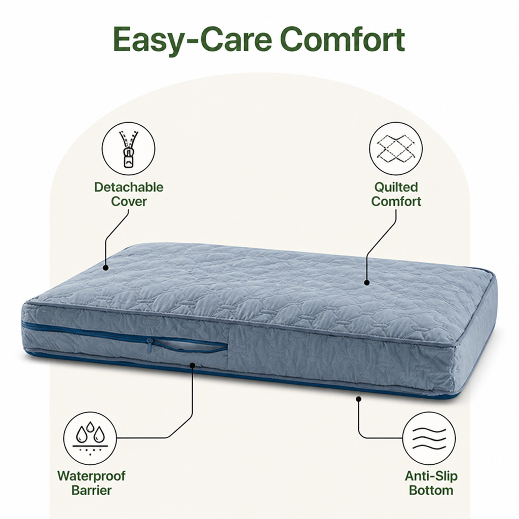Ortekor Quilted Brushed Waterproof & Anti-Slip Dog Bed Cover