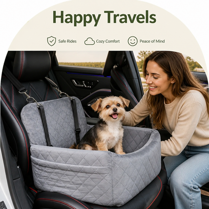 Asiento de coche para perro Ortekor, acolchado, lavable, tipo Oxford y con cinturón de seguridad (cojín extraíble)