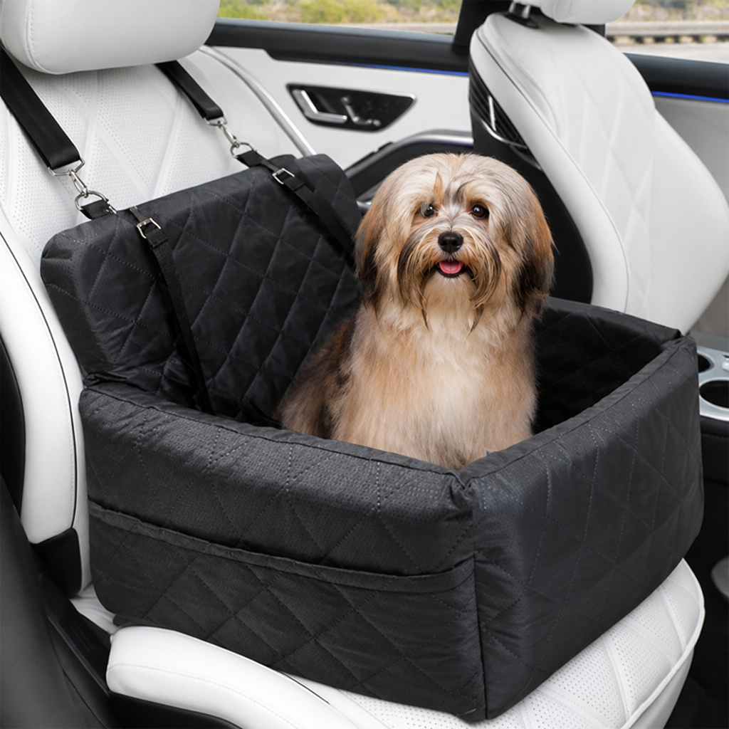 Asiento de coche para perro Ortekor, acolchado, lavable, tipo Oxford y con cinturón de seguridad (cojín extraíble)