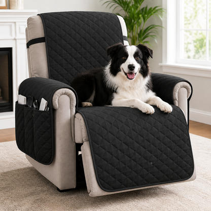 Ortekor Quilted Waterproof & Anti-Slip Recliner Cover (Side Pockets)