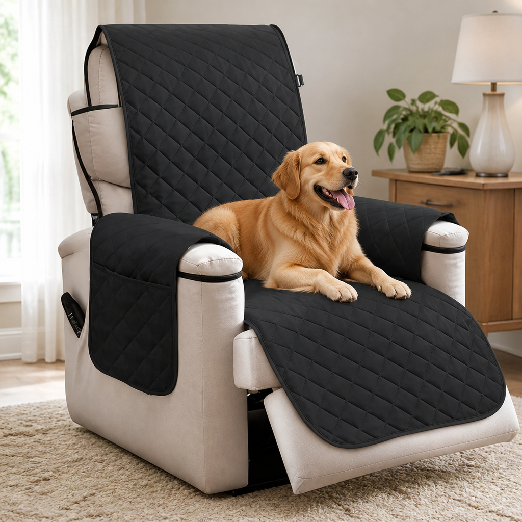Ortekor Quilted Waterproof & Anti-Slip Recliner Cover (Side Pockets)