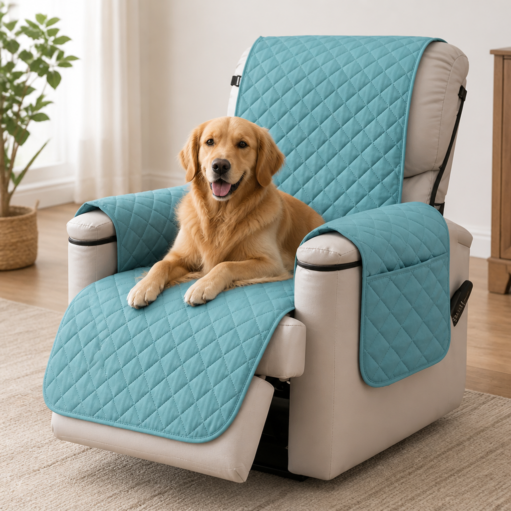 Ortekor Quilted Waterproof & Anti-Slip Recliner Cover (Side Pockets)