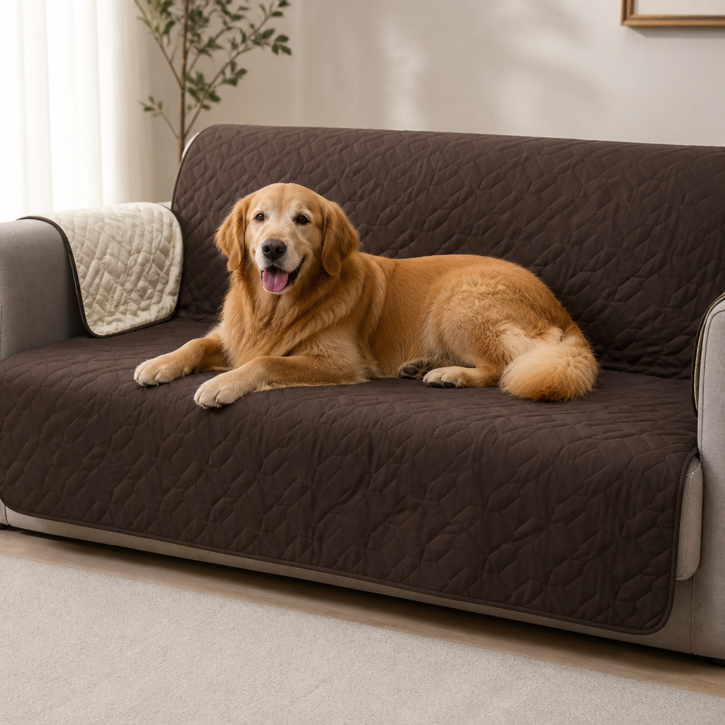 Ortekor Quilted Waterproof Machine Washable Sofa & Bed Cover (Non-Slip Backing)