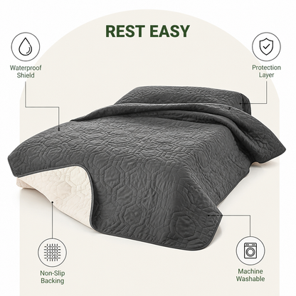 Ortekor Quilted Waterproof Machine Washable Sofa & Bed Cover (Non-Slip Backing)