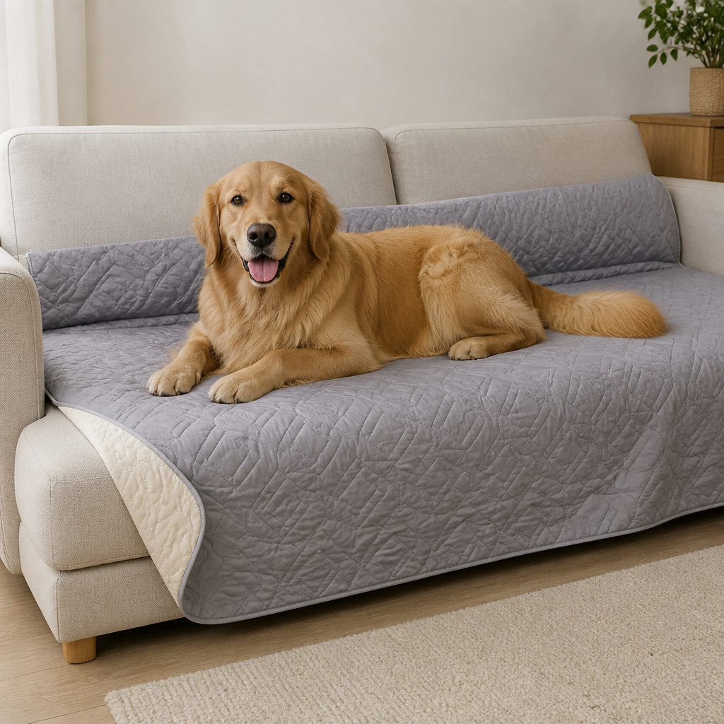 Ortekor Quilted Waterproof Machine Washable Sofa & Bed Cover (Non-Slip Backing)