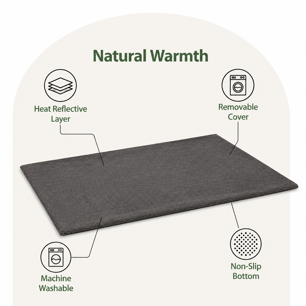 Ortekor Self-Heating Heat-Reflective Lambswool Pet Mat (Removable Cover)