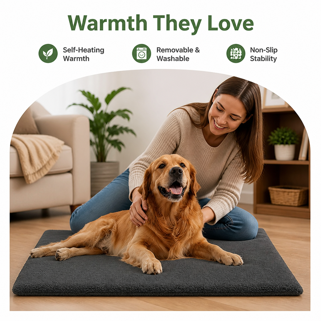 Ortekor Self-Heating Lambswool & Non-Slip Pet Mat (Removable Cover)