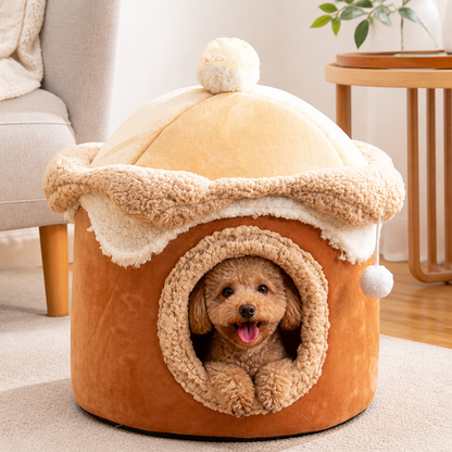 Ortekor Self-Warming Coral Velvet Pet Tent Bed