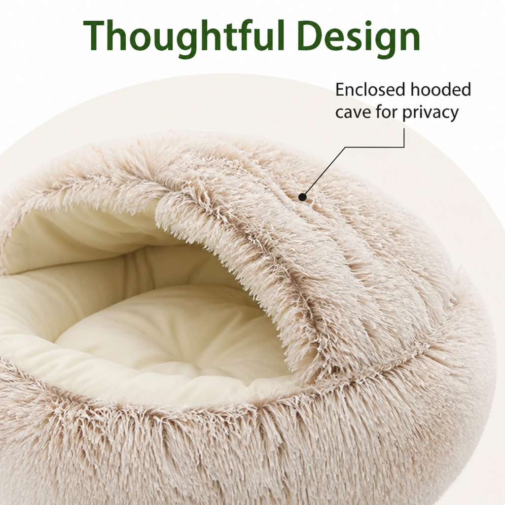 Ortekor Self-Warming Plush & Convertible Round Nest Bed (40cm)