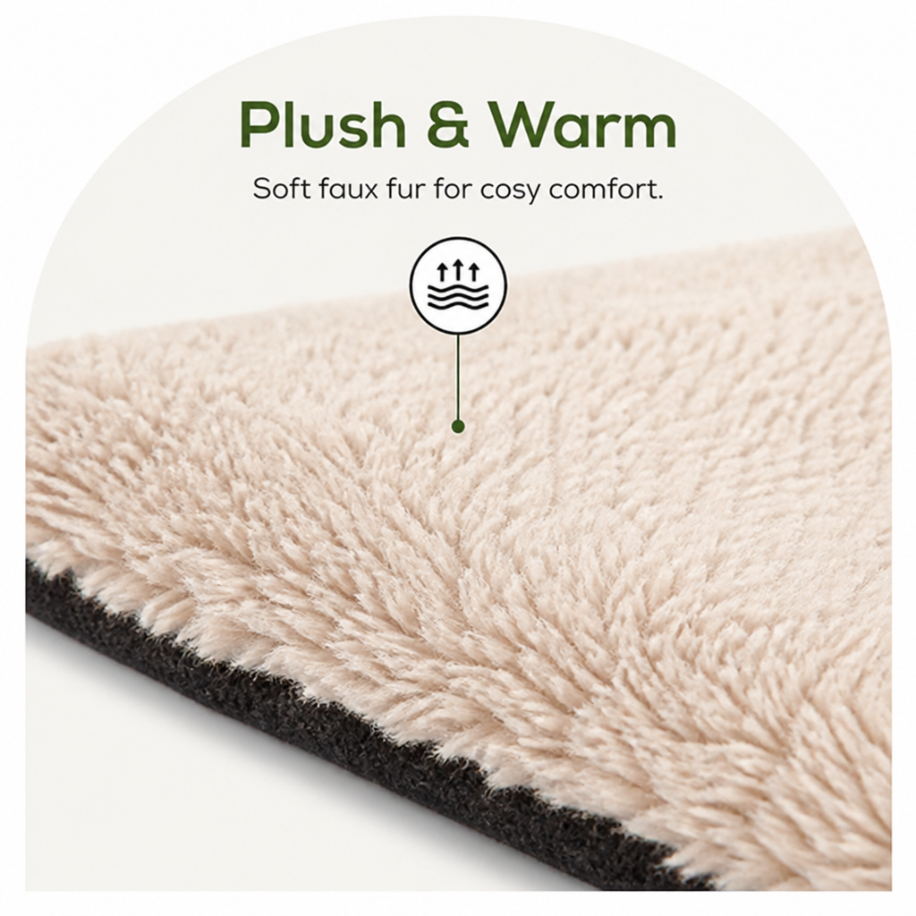 Ortekor Self-Warming Plush Faux Fur Pet Mat (Machine Washable)