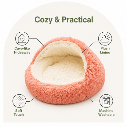 Ortekor Semi-Enclosed Plush Pet Bed (Removable Washable Pad)