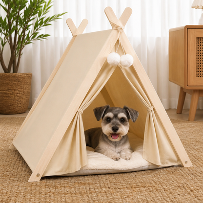 Ortekor Solid Pine Frame & Velvet Cushion Pet Tent (Foldable)