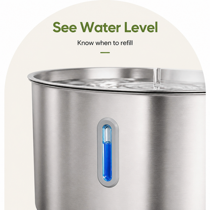 Ortekor Stainless Steel Sensor-Activated & Wireless Rechargeable Pet Fountain