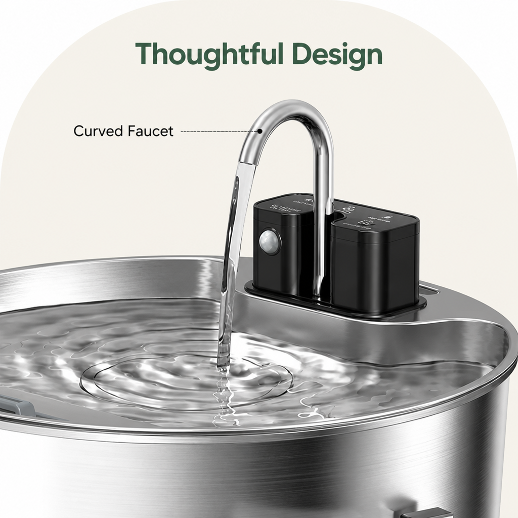 Ortekor Stainless Steel Sensor-Activated & Wireless Rechargeable Pet Fountain