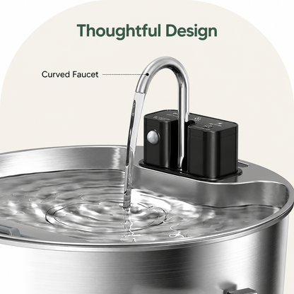 Ortekor Stainless Steel Sensor-Activated & Wireless Rechargeable Pet Fountain