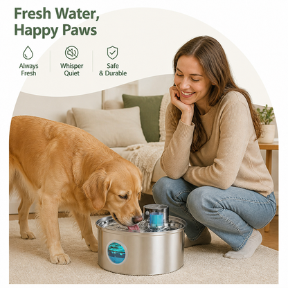 Ortekor Stainless Steel USB Rechargeable Sensor Pet Fountain