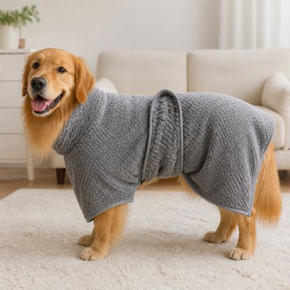 Ortekor Super-Absorbent Coral Fleece & Adjustable Dog Drying Coat