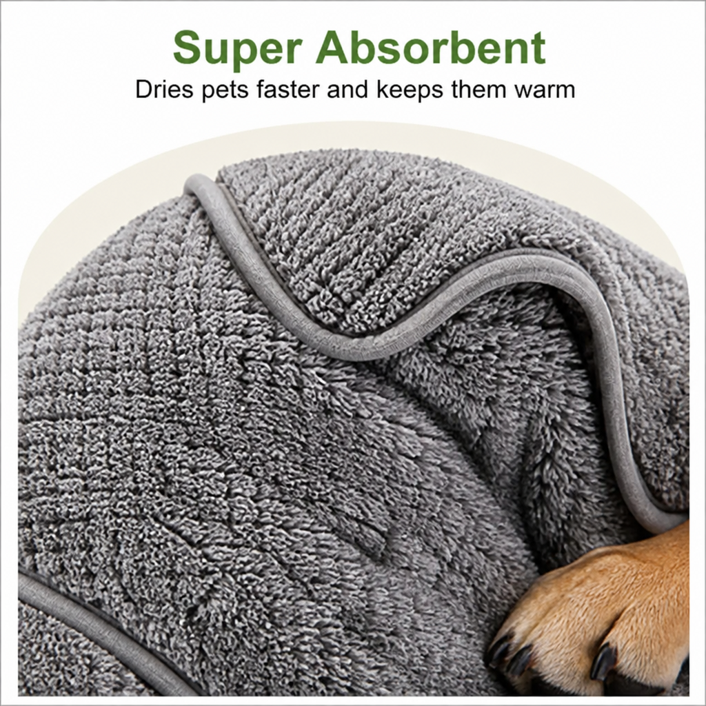Ortekor Super-Absorbent Coral Fleece & Adjustable Dog Drying Coat