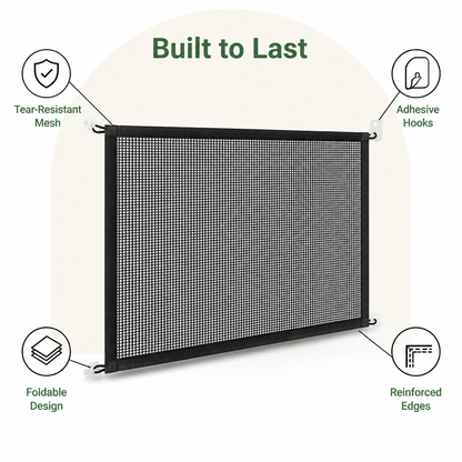 Ortekor Tear-Resistant Nylon Mesh Dog Gate (Adhesive Hooks)