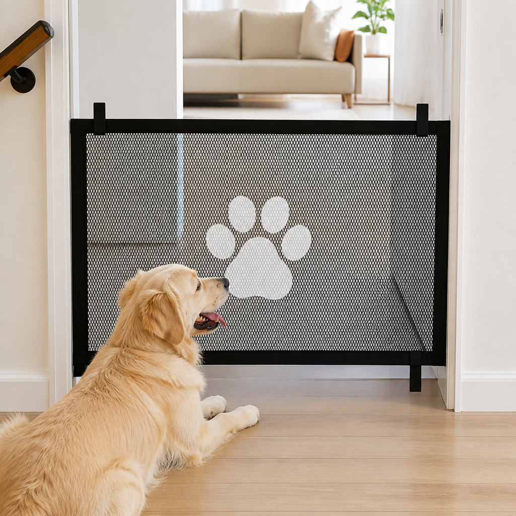 Ortekor Tear-Resistant Nylon Mesh & No-Drill Dog Gate For Stairs