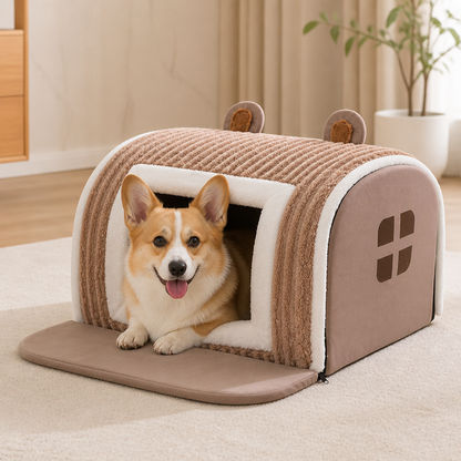 Ortekor Thermal Plush Cotton Enclosed Dog Bed