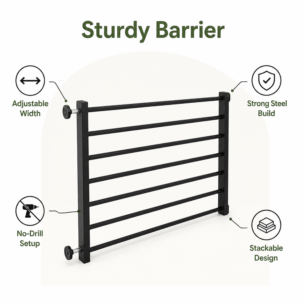 Ortekor Titanium Steel Retractable No-Drill Indoor Dog Gate