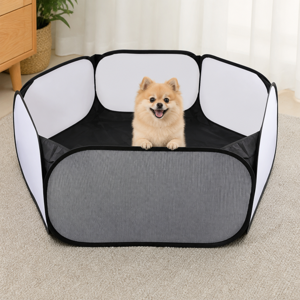 Ortekor Transparent Foldable Pet Playpen (Chemical-Free Cotton)