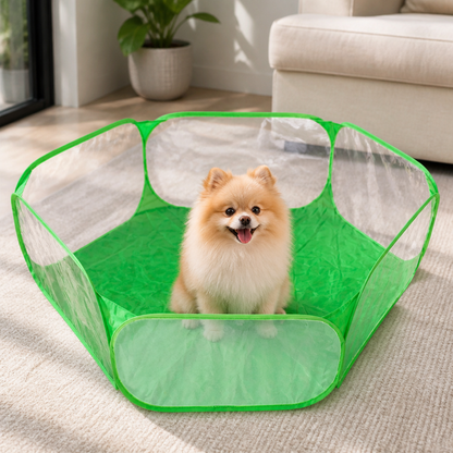 Ortekor Transparent Foldable Pet Playpen (Chemical-Free Cotton)