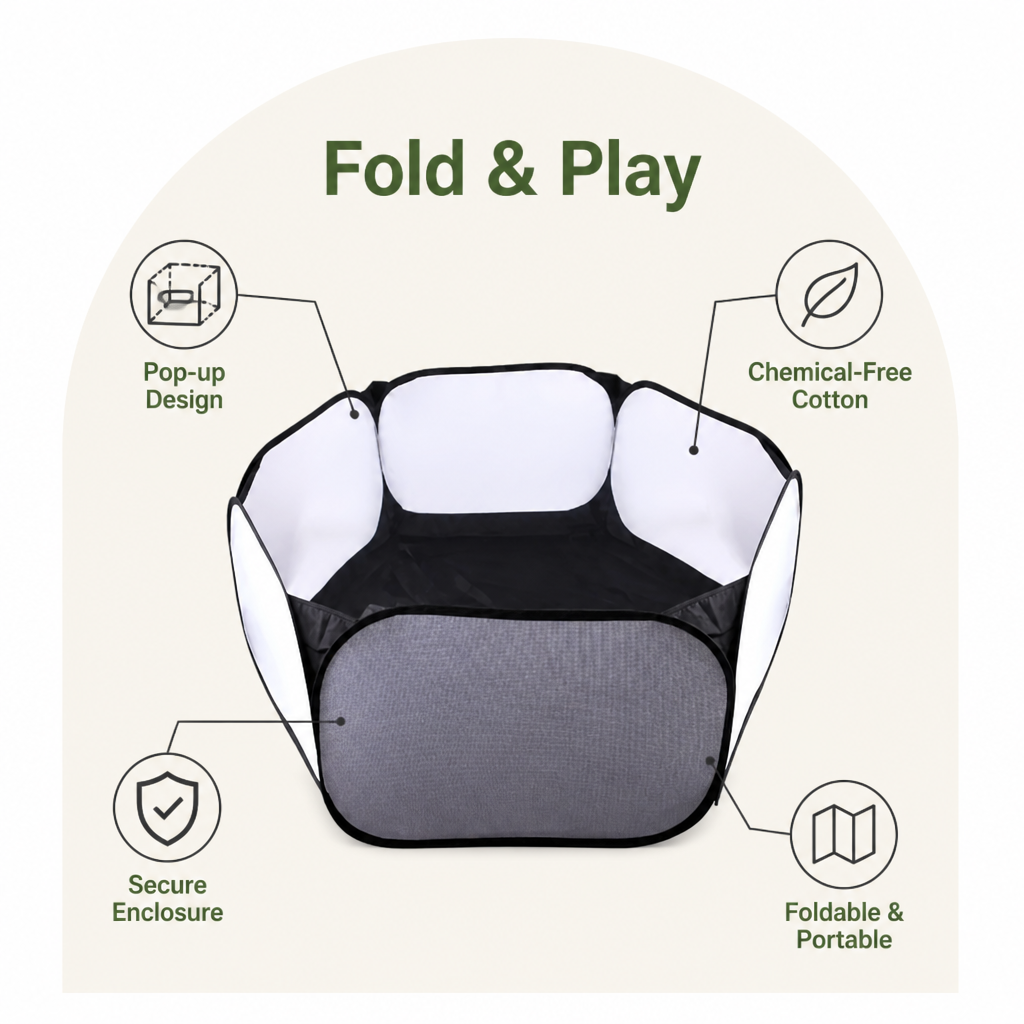 Ortekor Transparent Foldable Pet Playpen (Chemical-Free Cotton)