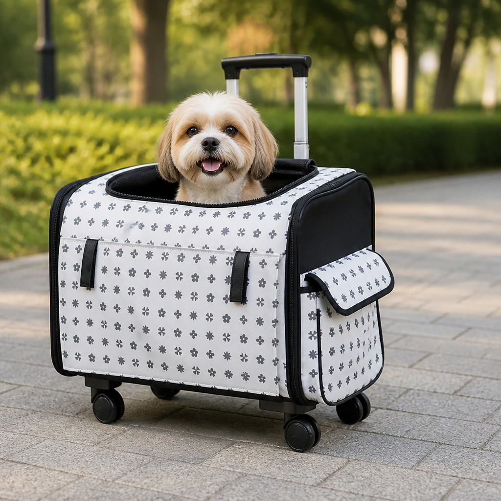 Ortekor Universal Wheels & Oxford Fabric Pet Stroller (33 lb Capacity)