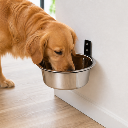 Ortekor Wall-Mounted Elevated Stainless Steel Pet Bowl