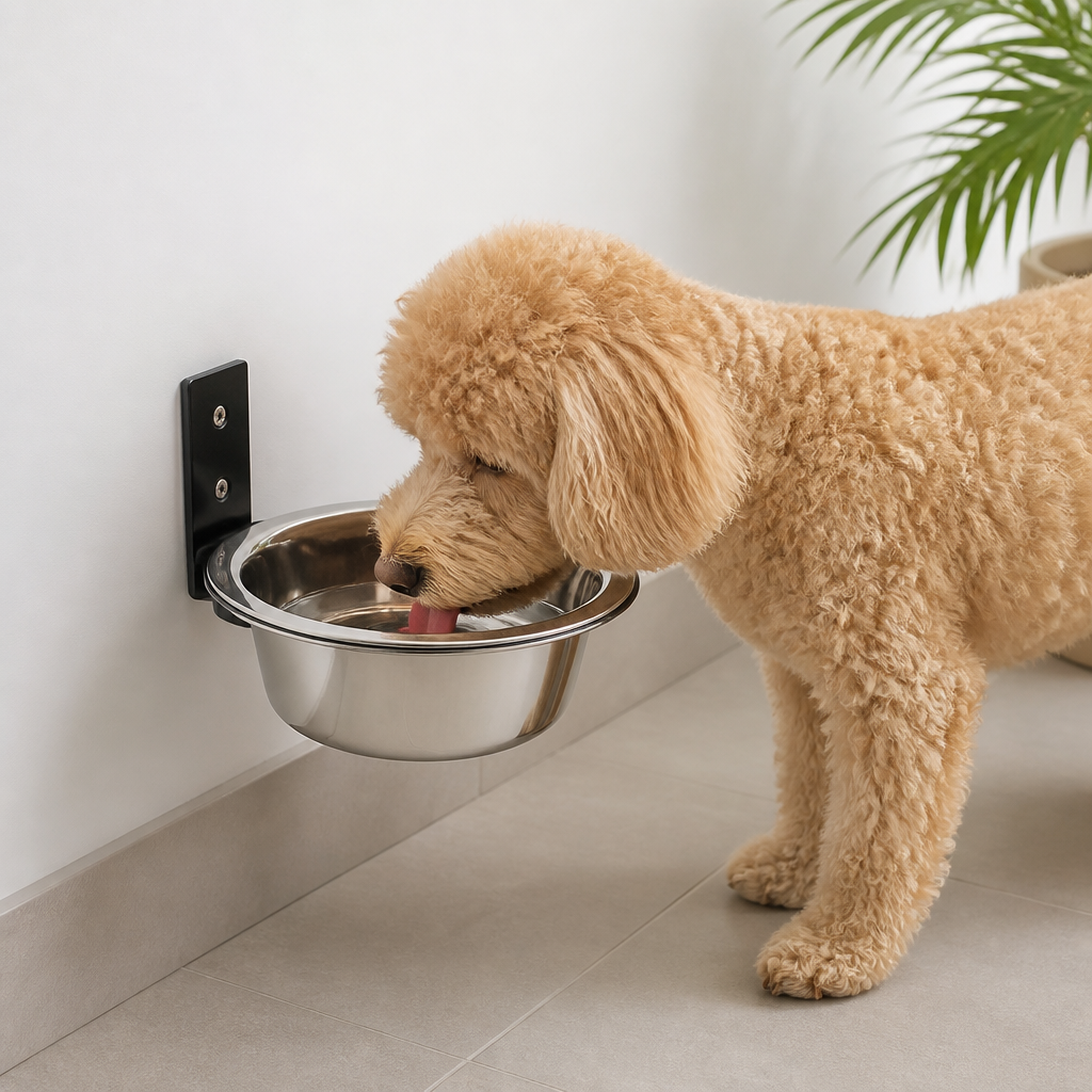 Ortekor Wall-Mounted Elevated Stainless Steel Pet Bowl