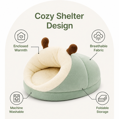 Ortekor Warm Breathable Enclosed Small Pet Bed (Foldable)